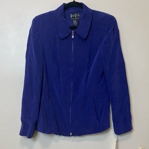 Via Seta Royal Blue Silk Jacket. Size 12. NWT.